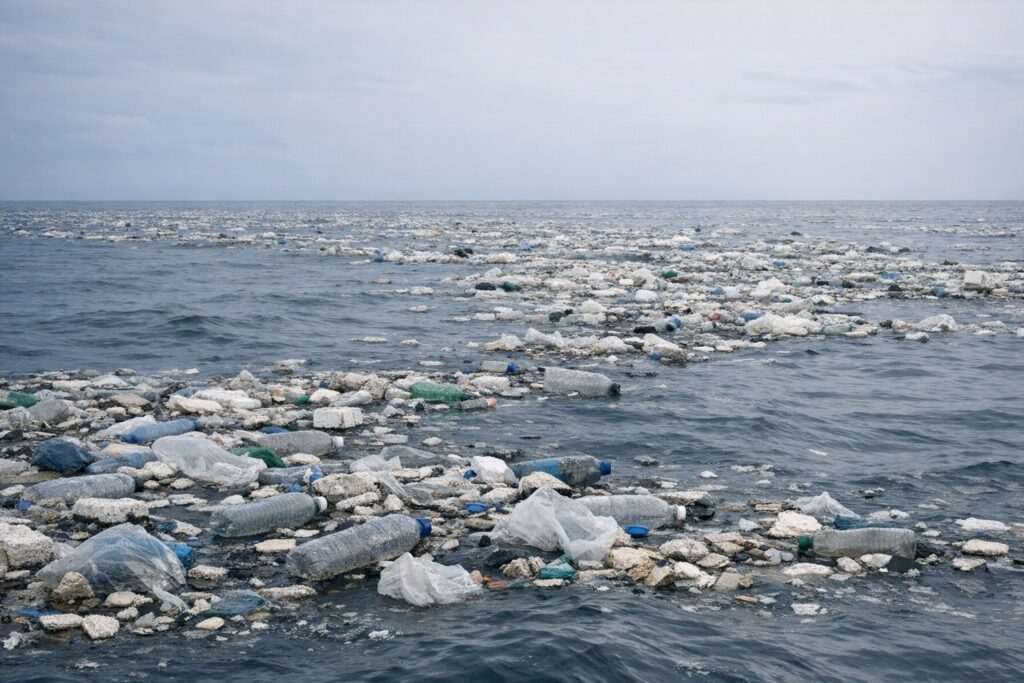 Accumulation de plastiques flottants a la surface de l ocean